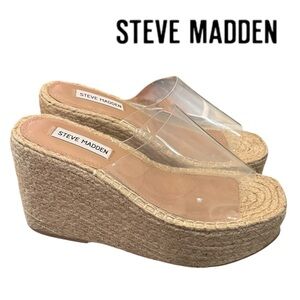 Steve Madden Jacy Women's Clear Wedge Espadrille Sandals 8